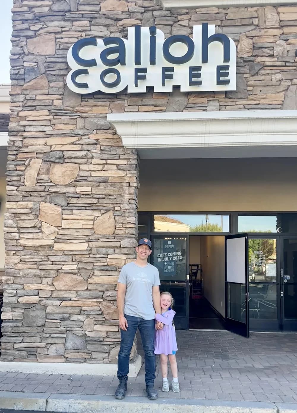 Matt outside Calioh Cafe in Moorpark before it opened in 2023